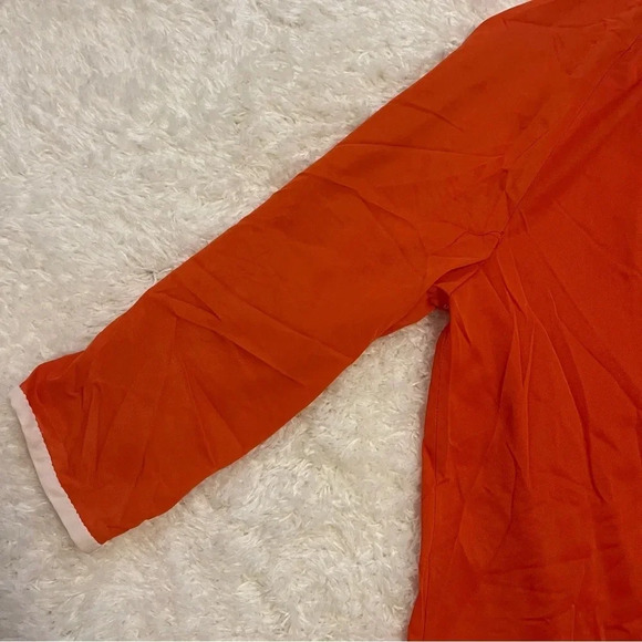 Vintage orange nightgown with embroidered flower snap buttons - size M/L - Picture 14 of 16